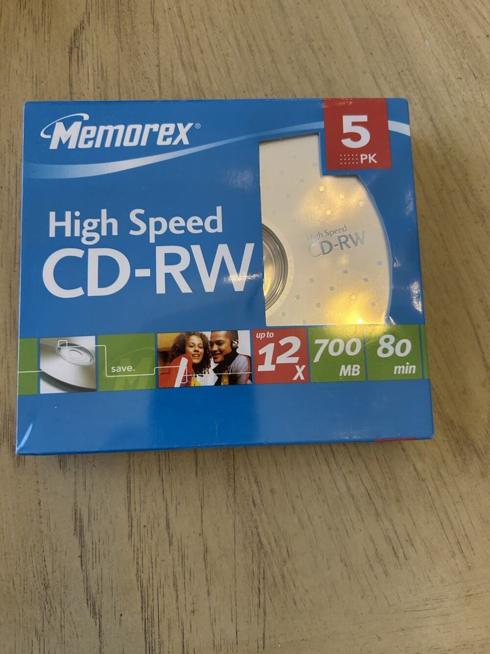 Memorex 5 Pack High Speed 12x CD-RW Blank Media 700MB 80min New Sealed
